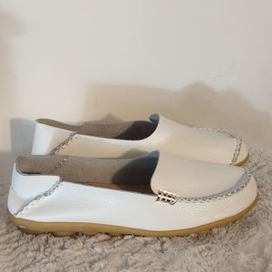 White Leather Women's Loafers